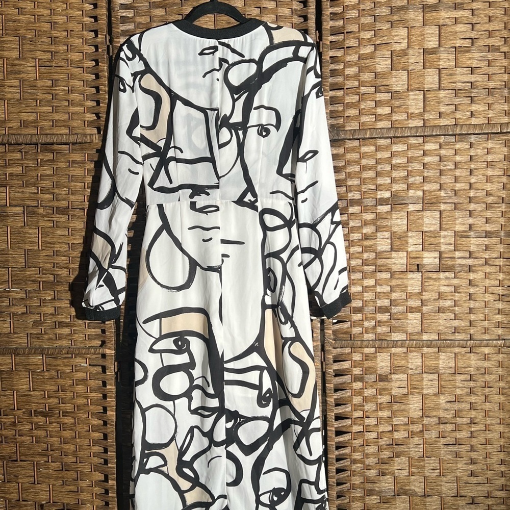 X Armani Exchange Women's Midi Patterened Dress, Black & White - Picture 5 of 5